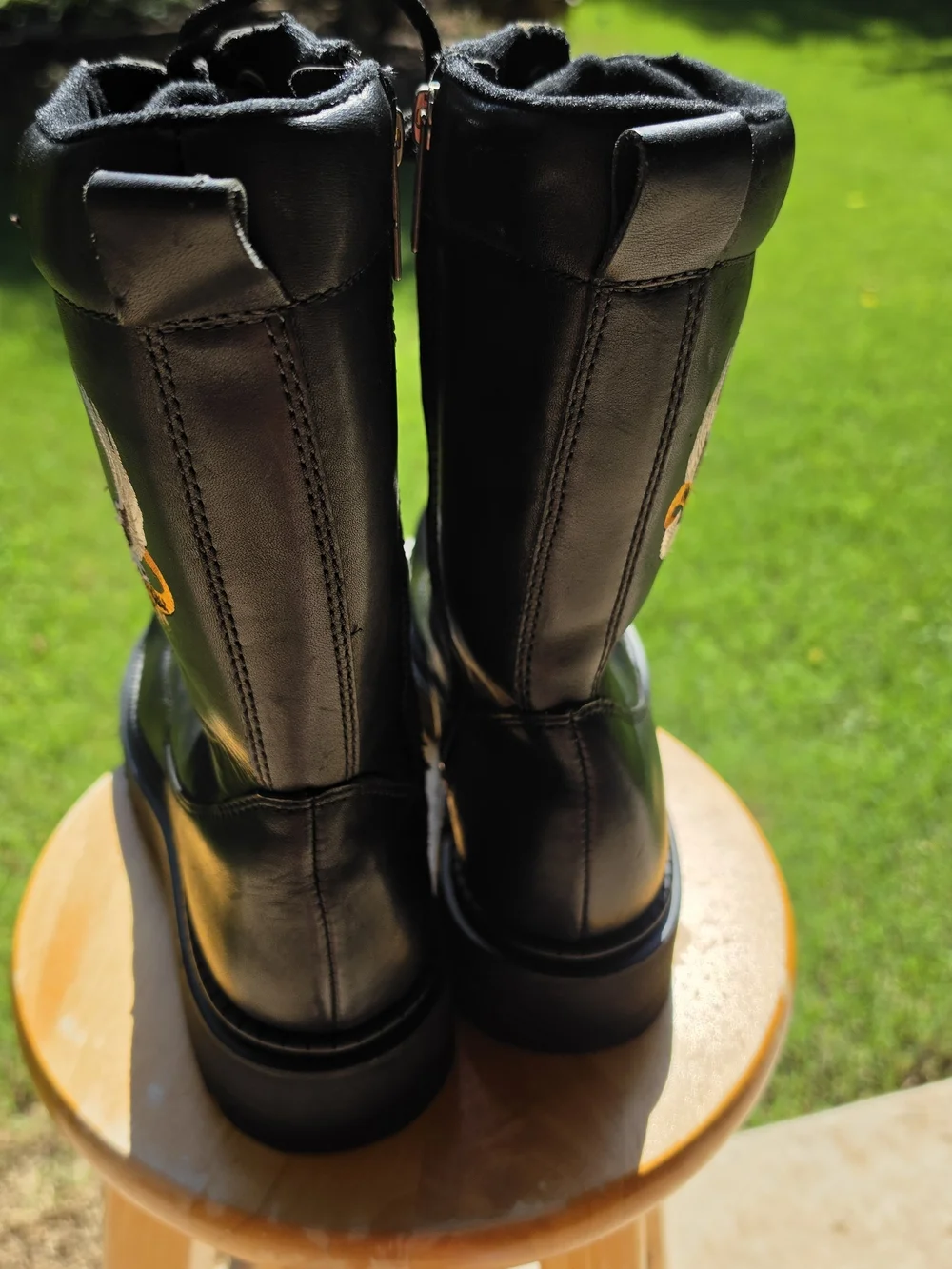 Harley-Davidson Black Lace-Up Leather Combat Boots for Men Size 10